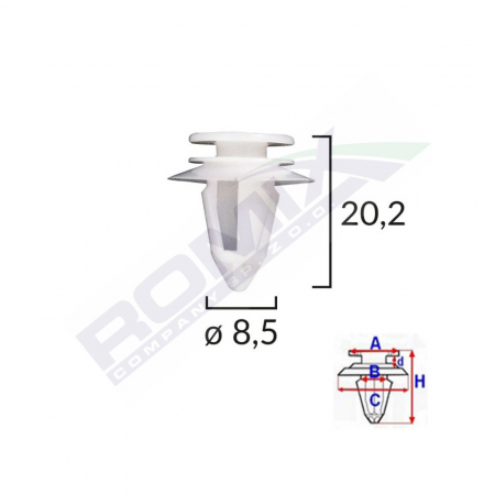 Clips Tapiterie Pentru Ford/Mini/Volvo/Mercedes 8.5X20.2Mm - Alb Set 10 Buc [1]