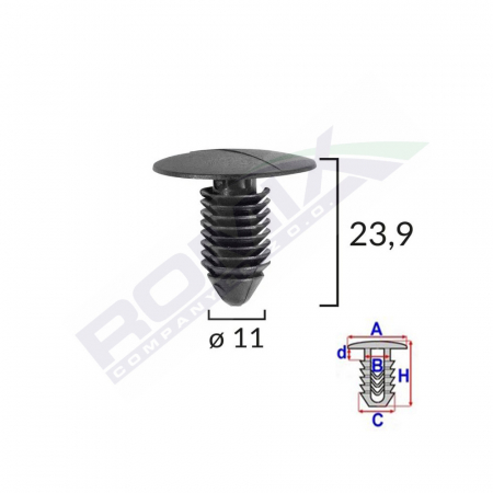 Clips Tapiterie Pentru Gm 11X23.9Mm - Negru Set 10 Buc [1]