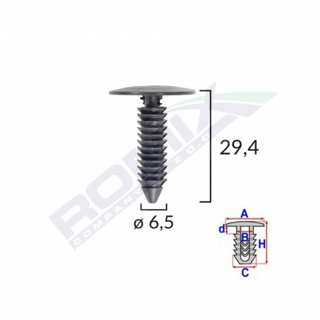 Clips Tapiterie Pentru Gm 6.5X29.4Mm - Negru Set 10 Buc [1]