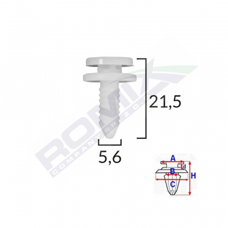 Clips Tapiterie Pentru Grup Vag 5.6X21.5Mm Alb Set 10 Buc [1]