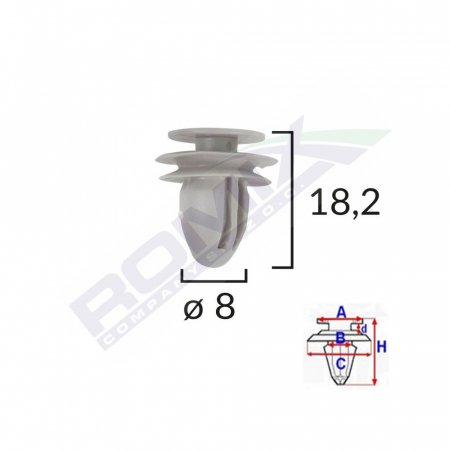 Clips Tapiterie Pentru Honda/Hyundai/Kia/Mazda 8X182Mm - Gri Set 10 Buc [1]