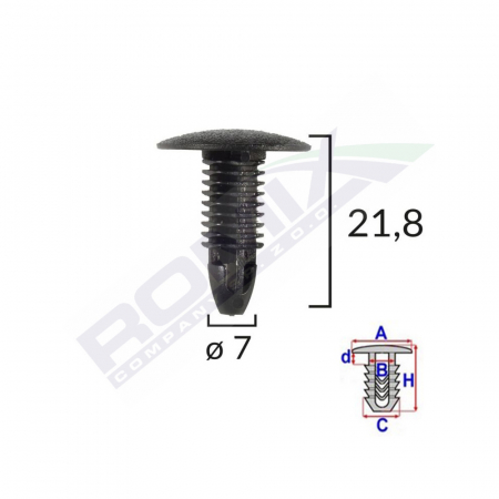 Clips Tapiterie Pentru Honda/Hyundai/Toyota 7X21.8Mm - Negru Set 10 Buc [1]