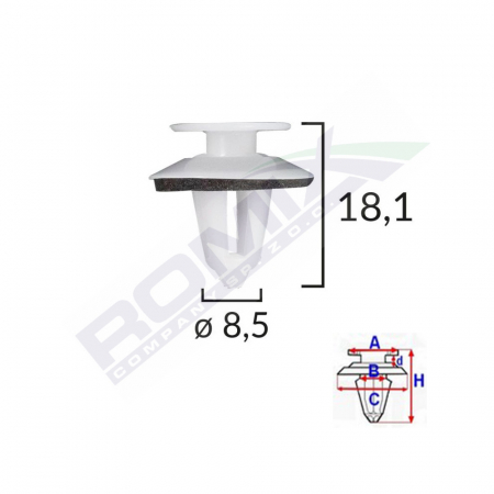 Clips Tapiterie Pentru Mercedes 8.5X18.1Mm Alb - Set 10 Buc [1]