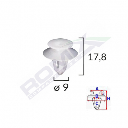 ACCESORII - Clips Tapiterie Pentru Mercedes/Dacia Logan 9X17.8Mm - Negru Set 10 Buc