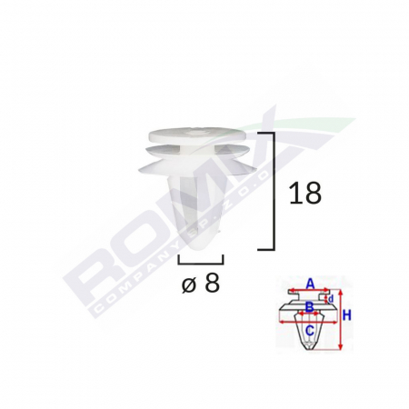 ACCESORII - Clips Tapiterie Pentru Seat Vw 8X18Mm - Gri Set 10 Buc