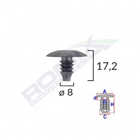 ACCESORII - Clips Tapiterie Pentru Vag 8X17.2Mm - Negru Set 10 Buc