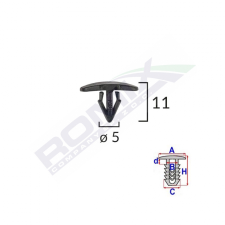 Clips Tip Garnitura Pentru Citroen/Peugeot/Renault 5X11Mm - Negru Set 25 Buc [1]