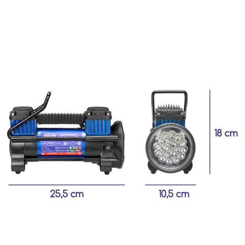 COMPRESOR AER 2 CILINDRI 12V 60L CU LANTERNA LED [2]