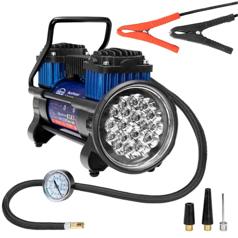 ACCESORII - COMPRESOR AER 2 CILINDRI 12V 60L CU LANTERNA LED