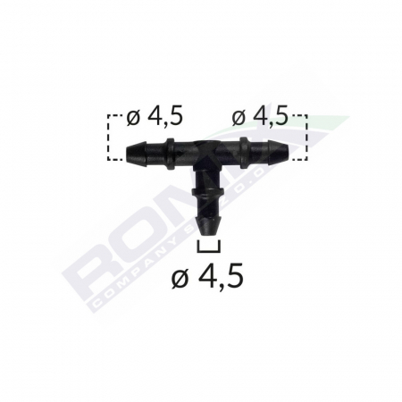 ACCESORII - Conector Furtun Teu Universal 4.5Mm - Negru Set 10 Buc