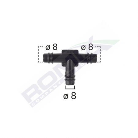 CONSUMABILE SERVICE - Conector Furtun Teu Universal 8Mm - Negru Set 5 Buc