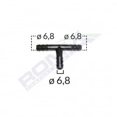 Conector Teu Furtun Conducte Universal 6.8Mm - Negru Set 5 Buc [1]