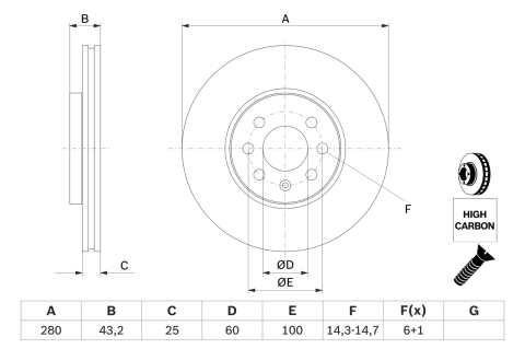 Disc frana BOSCH 0986479B68 [4]