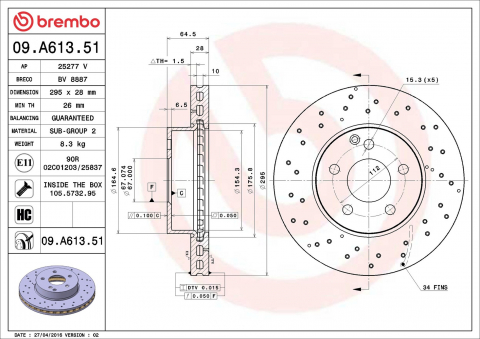 Disc frana BREMBO 09.A613.51 [1]