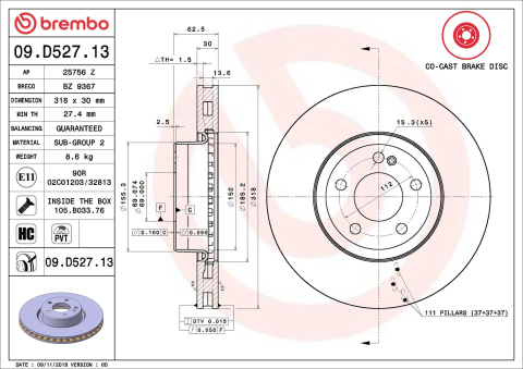 Disc frana BREMBO 09.D527.13 [1]