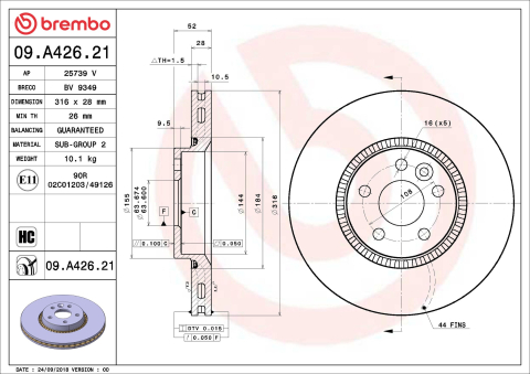 Disc frana BREMBO 09.A426.21 [1]