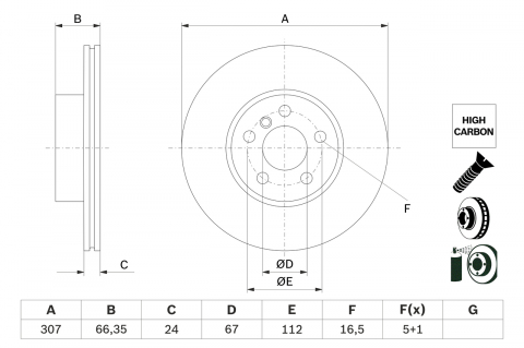 Conex - Disc frana   H33 BOSCH 0986479H33