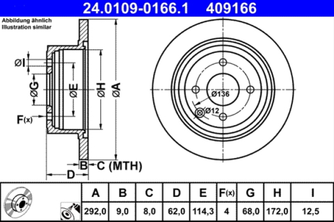 Piese auto - Disc frana ATE 24.0109-0166.1
