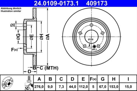 Piese auto - Disc frana ATE 24.0109-0173.1
