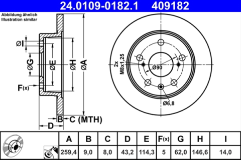 Piese auto - Disc frana ATE 24.0109-0182.1