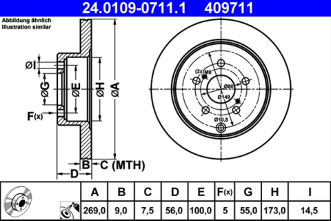 Piese auto - Disc frana ATE 24.0109-0711.1