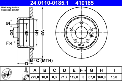 Piese auto - Disc frana ATE 24.0110-0185.1