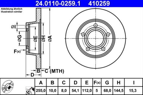 Piese auto - Disc frana ATE 24.0110-0259.1