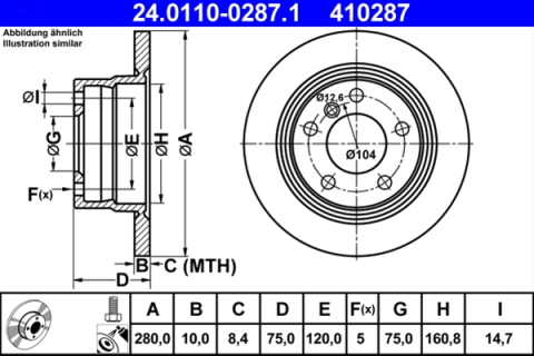 Piese auto - Disc frana ATE 24.0110-0287.1