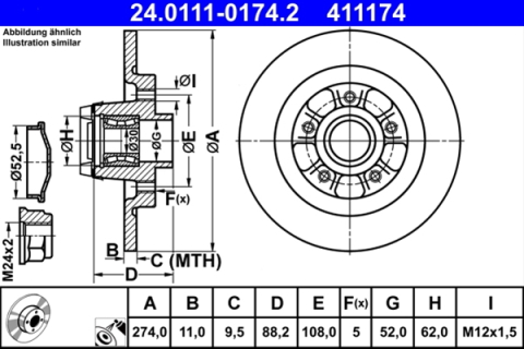 Piese auto - Disc frana ATE 24.0111-0174.2