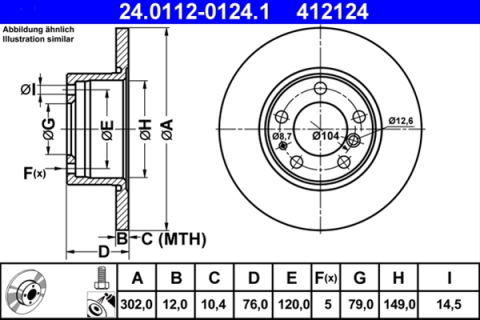 Piese auto - Disc frana ATE 24.0112-0124.1