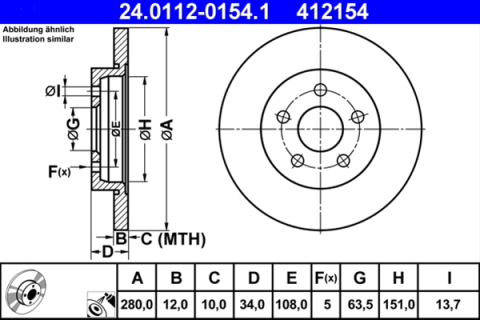 Piese auto - Disc frana ATE 24.0112-0154.1
