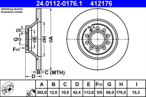 Piese auto - Disc frana ATE 24.0112-0176.1