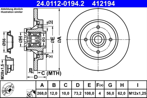 Piese auto - Disc frana ATE 24.0112-0194.2