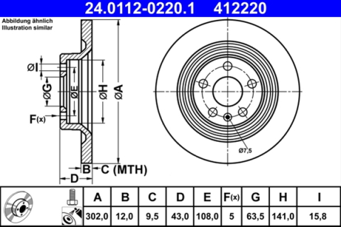 Piese auto - Disc frana ATE 24.0112-0220.1