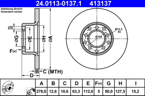 Piese auto - Disc frana ATE 24.0113-0137.1