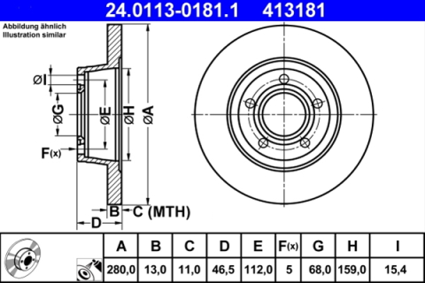 Piese auto - Disc frana ATE 24.0113-0181.1