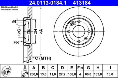 Piese auto - Disc frana ATE 24.0113-0184.1
