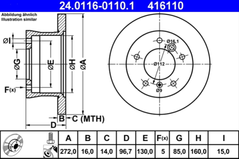 Piese auto - Disc frana ATE 24.0116-0110.1