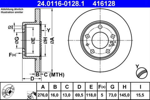 Piese auto - Disc frana ATE 24.0116-0128.1