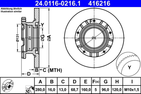 Piese auto - Disc frana ATE 24.0116-0216.1