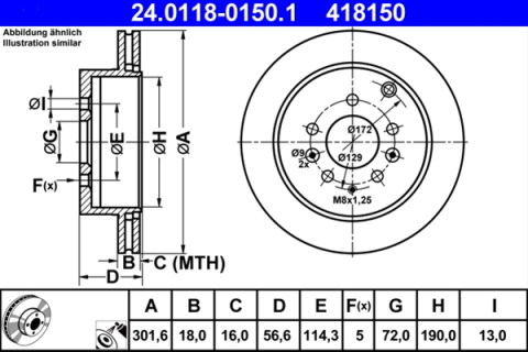 Piese auto - Disc frana ATE 24.0118-0150.1