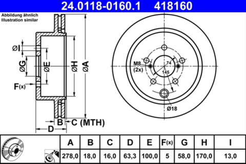 Piese auto - Disc frana ATE 24.0118-0160.1