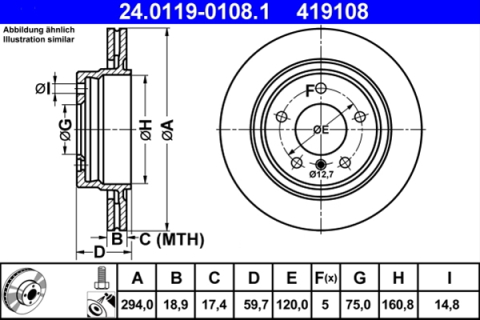 Piese auto - Disc frana ATE 24.0119-0108.1