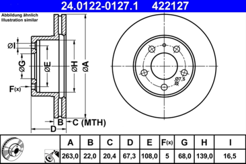 Piese auto - Disc frana ATE 24.0122-0127.1