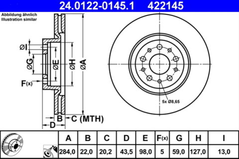 Piese auto - Disc frana ATE 24.0122-0145.1
