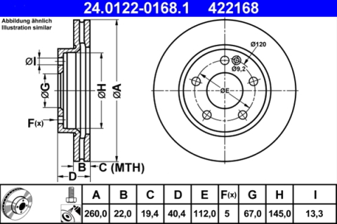 Piese auto - Disc frana ATE 24.0122-0168.1