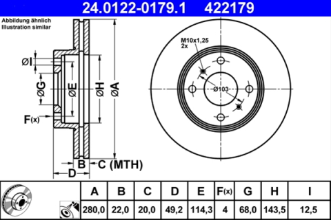 Piese auto - Disc frana ATE 24.0122-0179.1