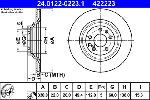 Piese auto - Disc frana ATE 24.0122-0223.1