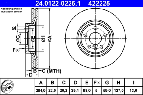 Piese auto - Disc frana ATE 24.0122-0225.1