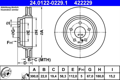 Piese auto - Disc frana ATE 24.0122-0229.1
